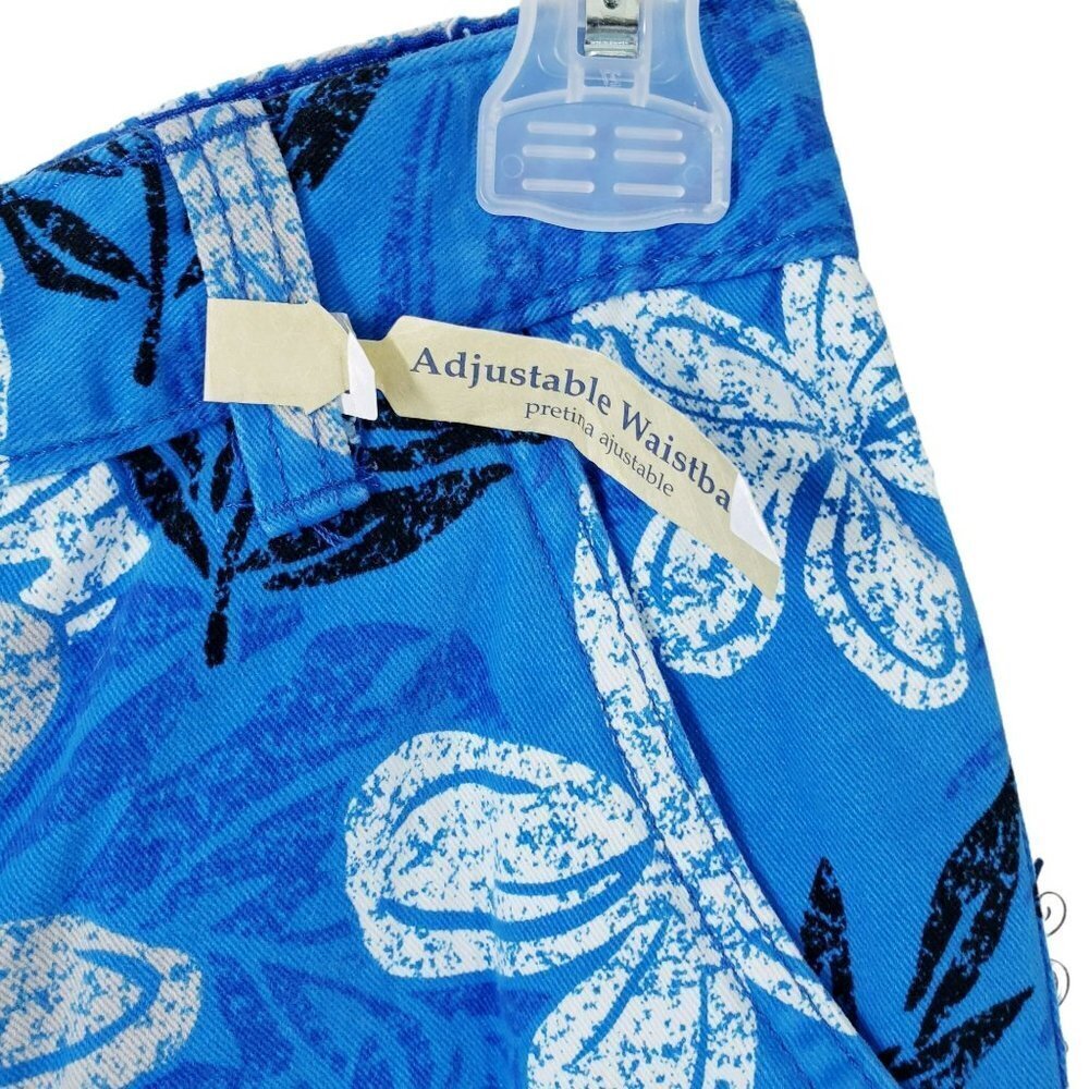 NWT Faded Glory Hawaiian Cargo Shorts Boy Size 12 Blue Floral - Picture 4 of 5